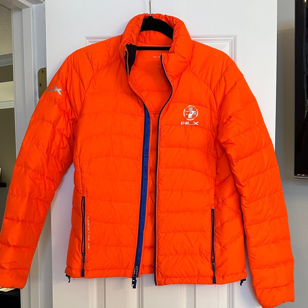 Orange Puffer Jacket with Logo